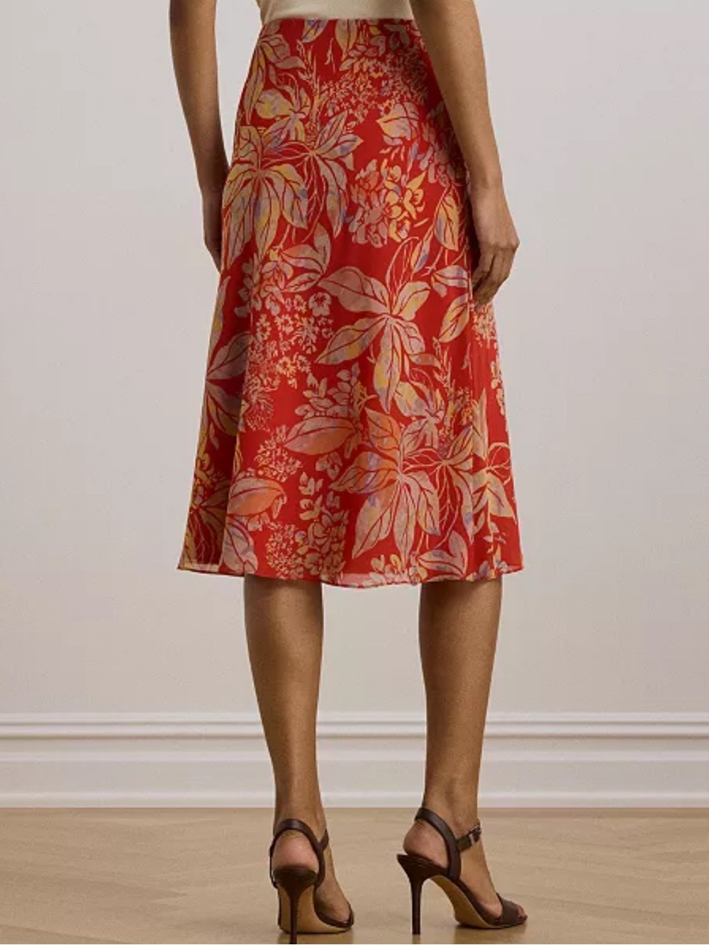 Ralph Lauren Women's Floral Crinkle Georgette Midi Skirt Sz 6 NWT - - Picture 4 of 13